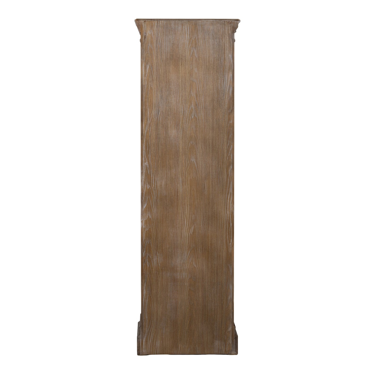 Dine and Dwell Leamington brown wood tall cabinet with single door and sleek design, ideal for storage in modern interiors.