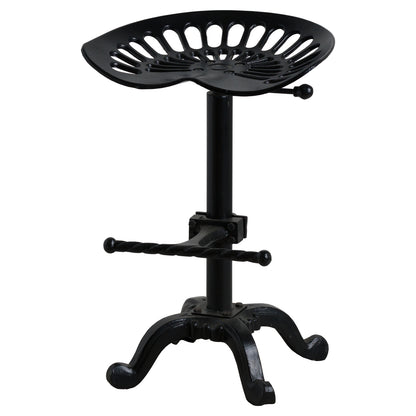 Black metal Dine and Dwell Norwich adjustable tractor bar stool with a sturdy design and modern style.