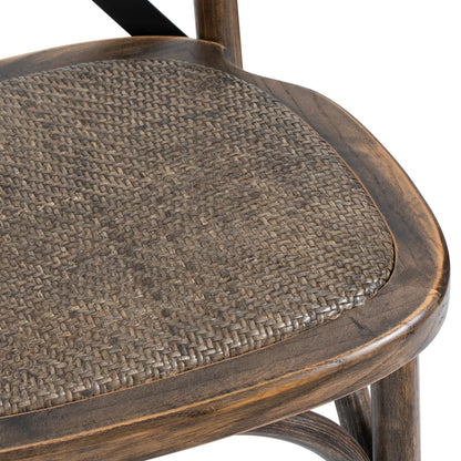 Elm wood York Cross Back Dining Chair with rush seat by Dine and Dwell, ideal for kitchen and dining room seating.