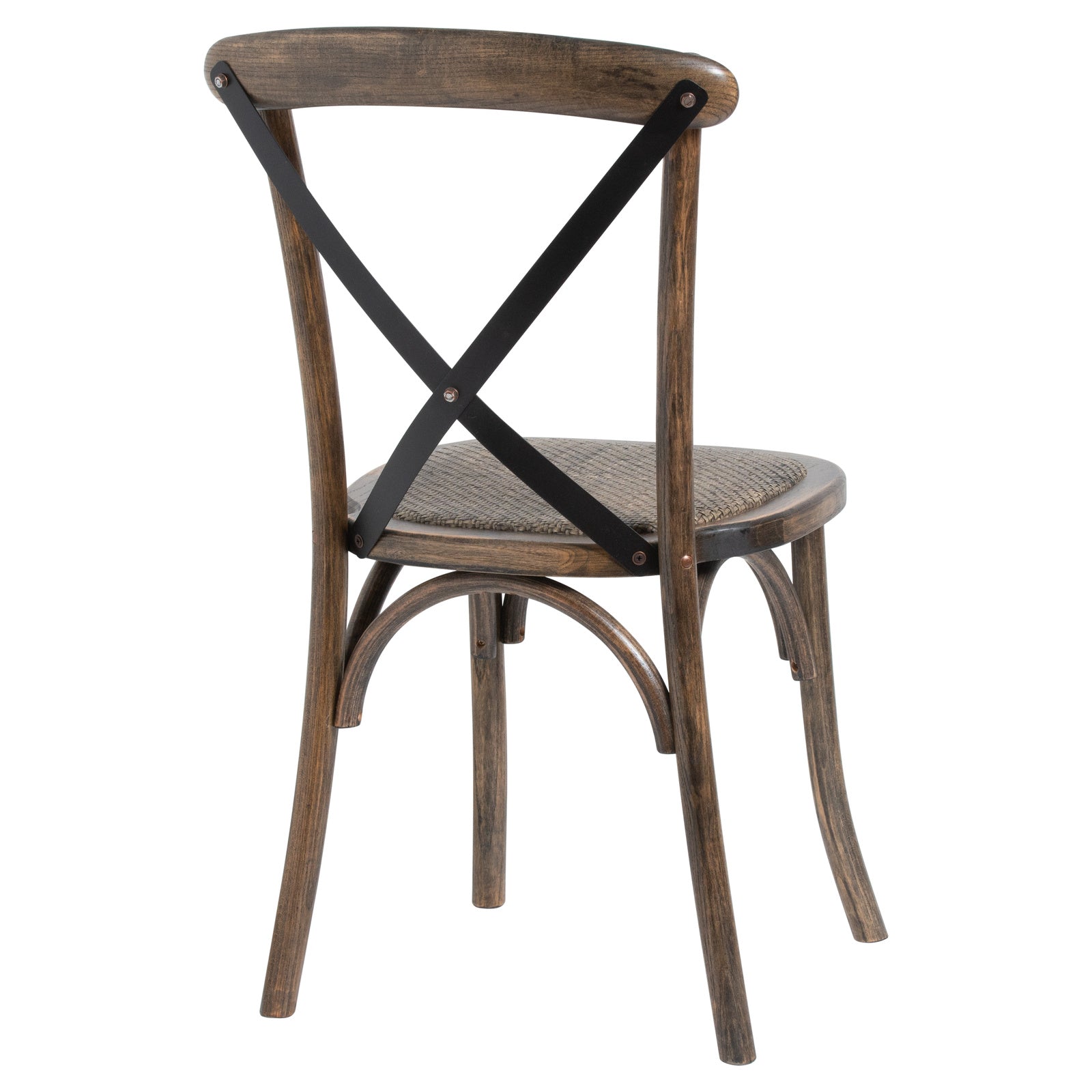 Elm wood York Cross Back Dining Chair with rush seat by Dine and Dwell, ideal for kitchen and dining room settings.