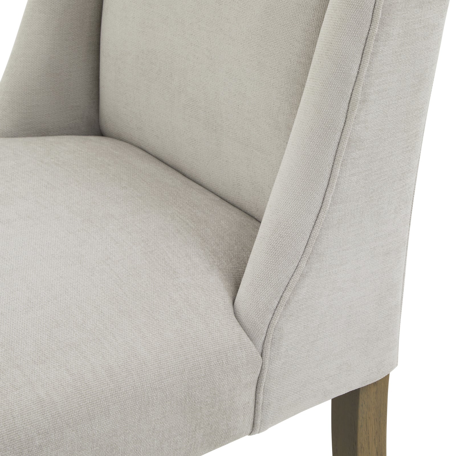 Dine and Dwell Bristol dining chair with grey upholstered fabric seat and wooden legs, ideal for modern dining rooms.