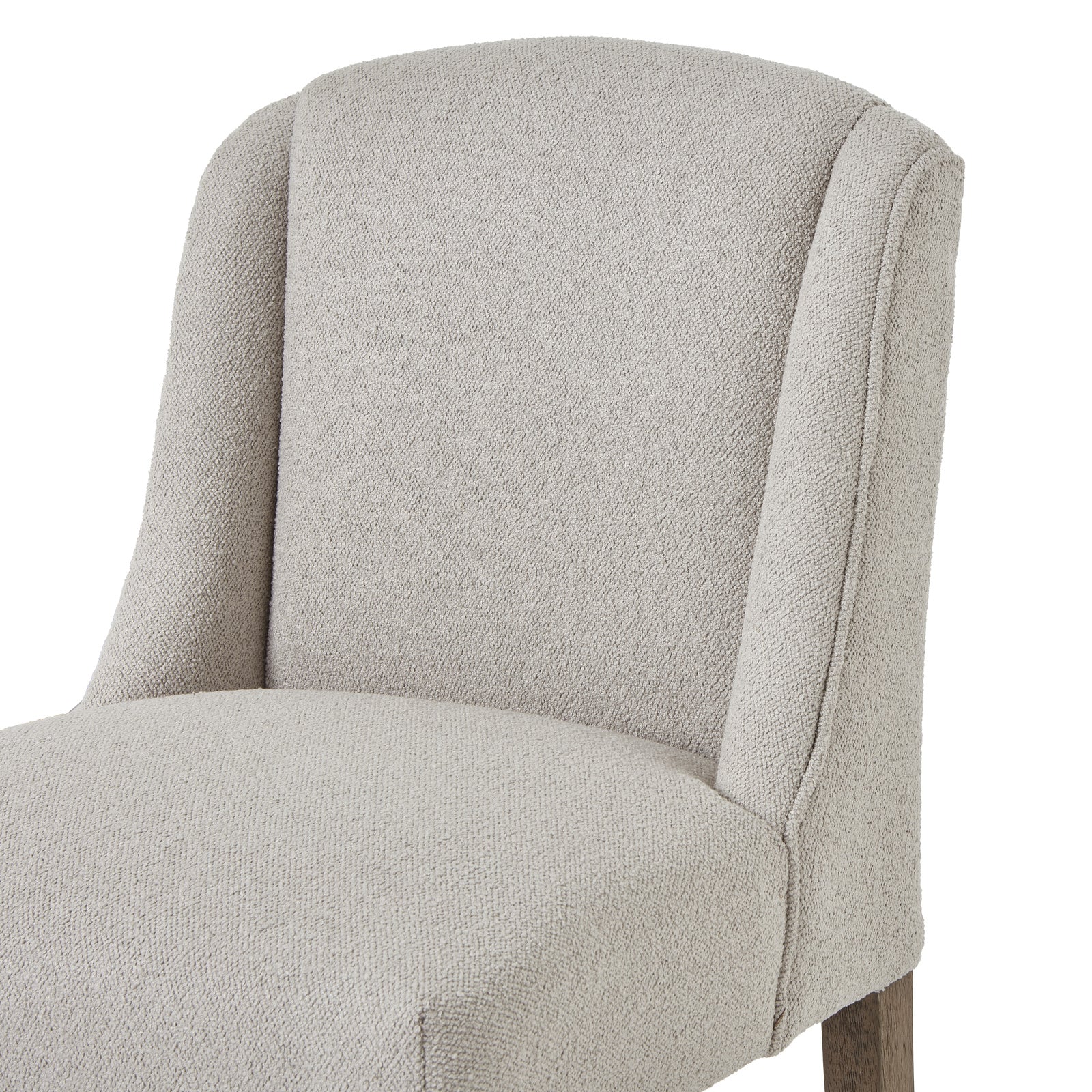 Grey upholstered Bristol Aspen dining chair by Dine and Dwell with wooden legs, featuring a modern and comfortable design.