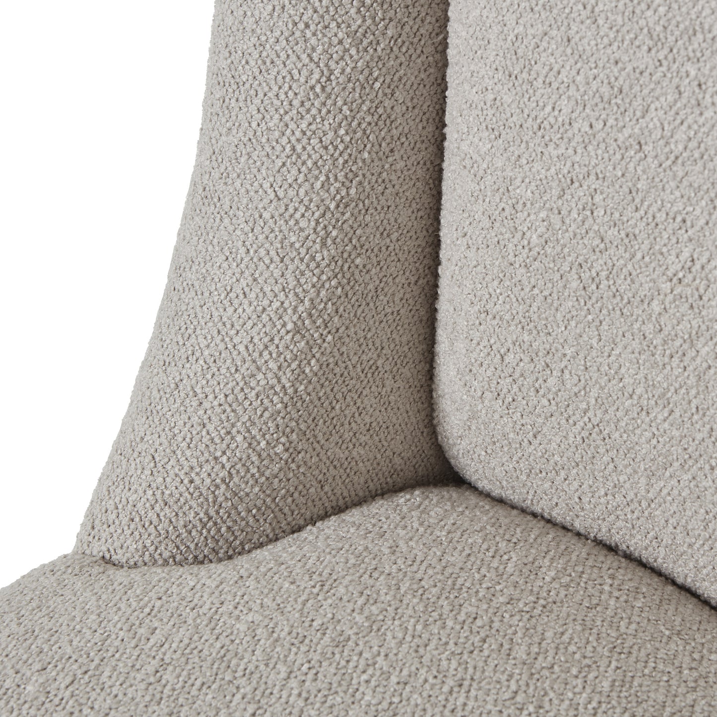 Grey upholstered Dine and Dwell Bristol Aspen dining chair with wooden legs, showcasing a modern and comfortable design.