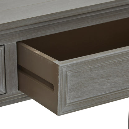 Dine and Dwell Ledbury grey washed wood sideboard with two drawers and sleek tabletop, modern console table design.