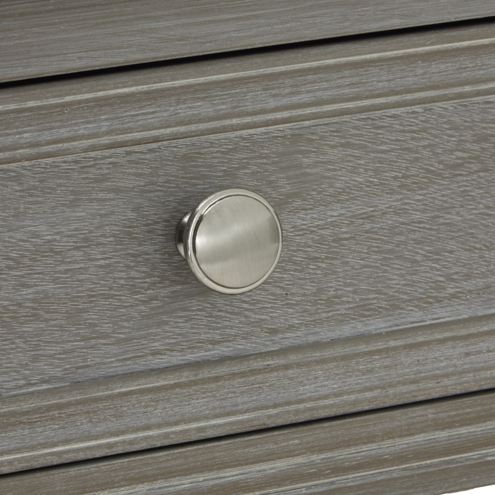 Grey washed wood Dine and Dwell Ledbury 2-drawer console table sideboard with modern design and sleek storage.