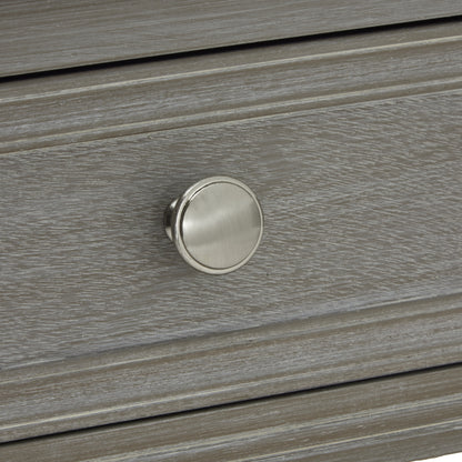 Grey washed wood Dine and Dwell Ledbury 2-drawer console table sideboard with modern design and sleek storage.