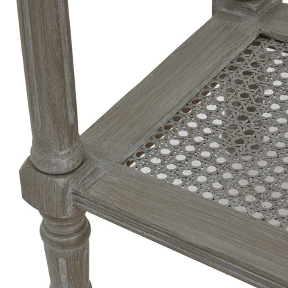 Dine and Dwell Ledbury rattan console table with grey washed wood finish, serving as a stylish sideboard or accent piece.