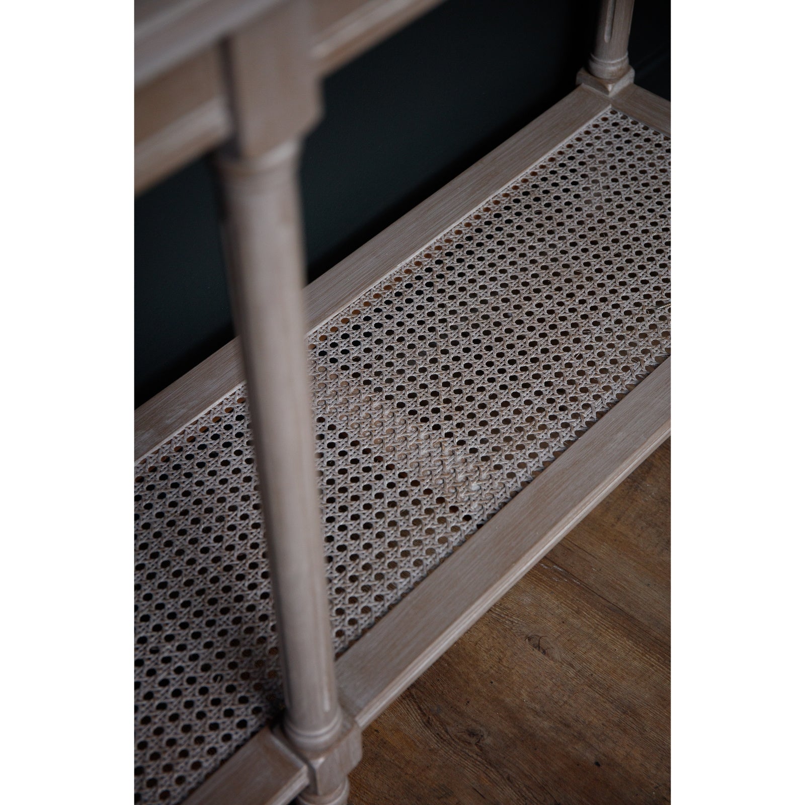 Dine and Dwell Ledbury large rattan sideboard with grey washed wood finish and spacious top surface.