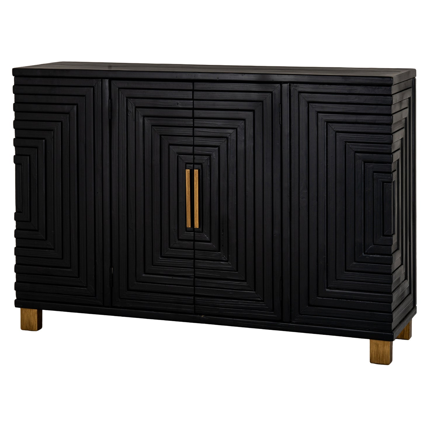 Dine and Dwell Lincoln black wood 2-door sideboard with sleek modern design and minimalist handles.
