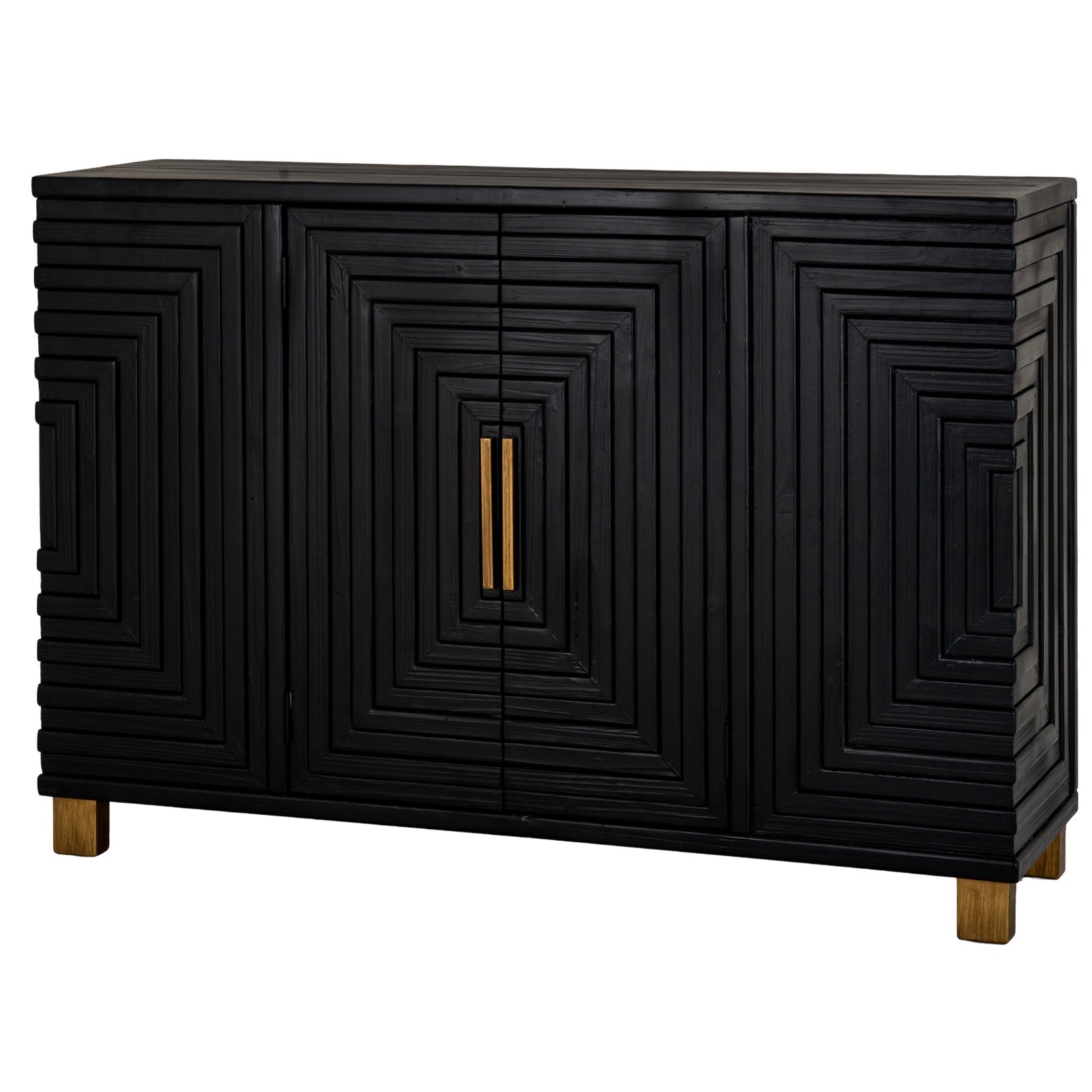 Dine and Dwell Lincoln black wood 2-door sideboard with sleek modern design and minimalist handles.