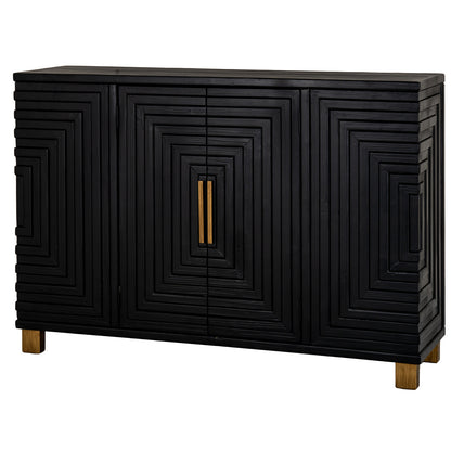Dine and Dwell Lincoln black wood 2-door sideboard with sleek modern design and minimalist handles.