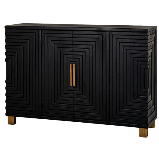 Dine and Dwell Lincoln black wood 2-door sideboard with sleek modern design and minimalist handles.