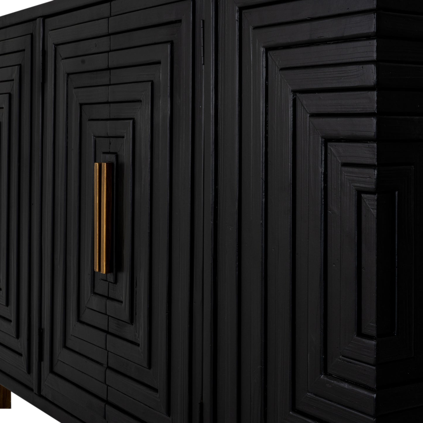 Dine and Dwell Lincoln black wood sideboard with two doors, modern storage cabinet for dining or living room.