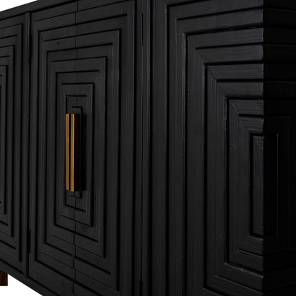 Dine and Dwell Lincoln black wood sideboard with two doors, modern storage cabinet for dining or living room.