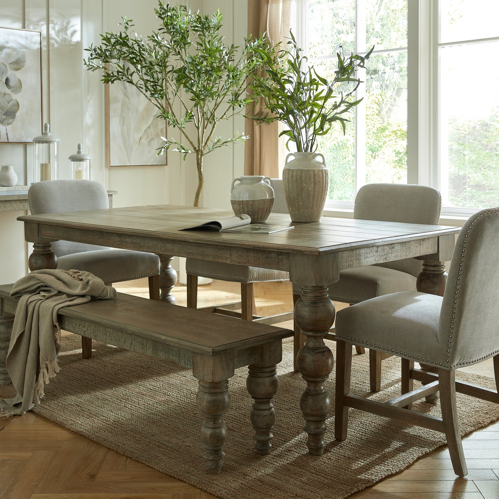 Dine and Dwell St Ives rectangular dining table in brown wood with sleek, modern design for dining room décor.