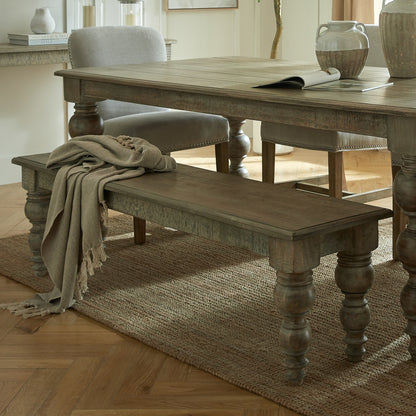 Dine and Dwell St Ives rectangular dining bench in brown wood with a sturdy design and smooth finish.