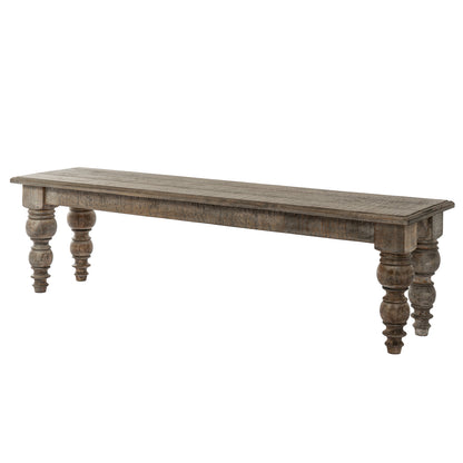 Brown wooden Dine and Dwell St Ives rectangular dining bench with sleek design and sturdy construction.