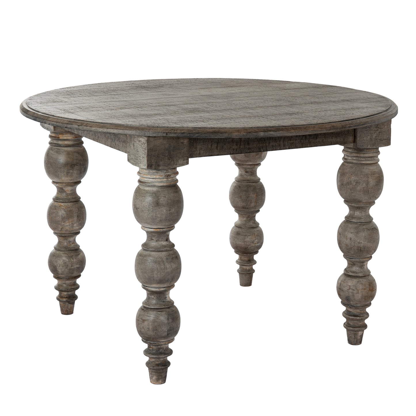 Dine and Dwell St Ives round dining table with brown wood finish, sturdy surface ideal for family meals and gatherings.