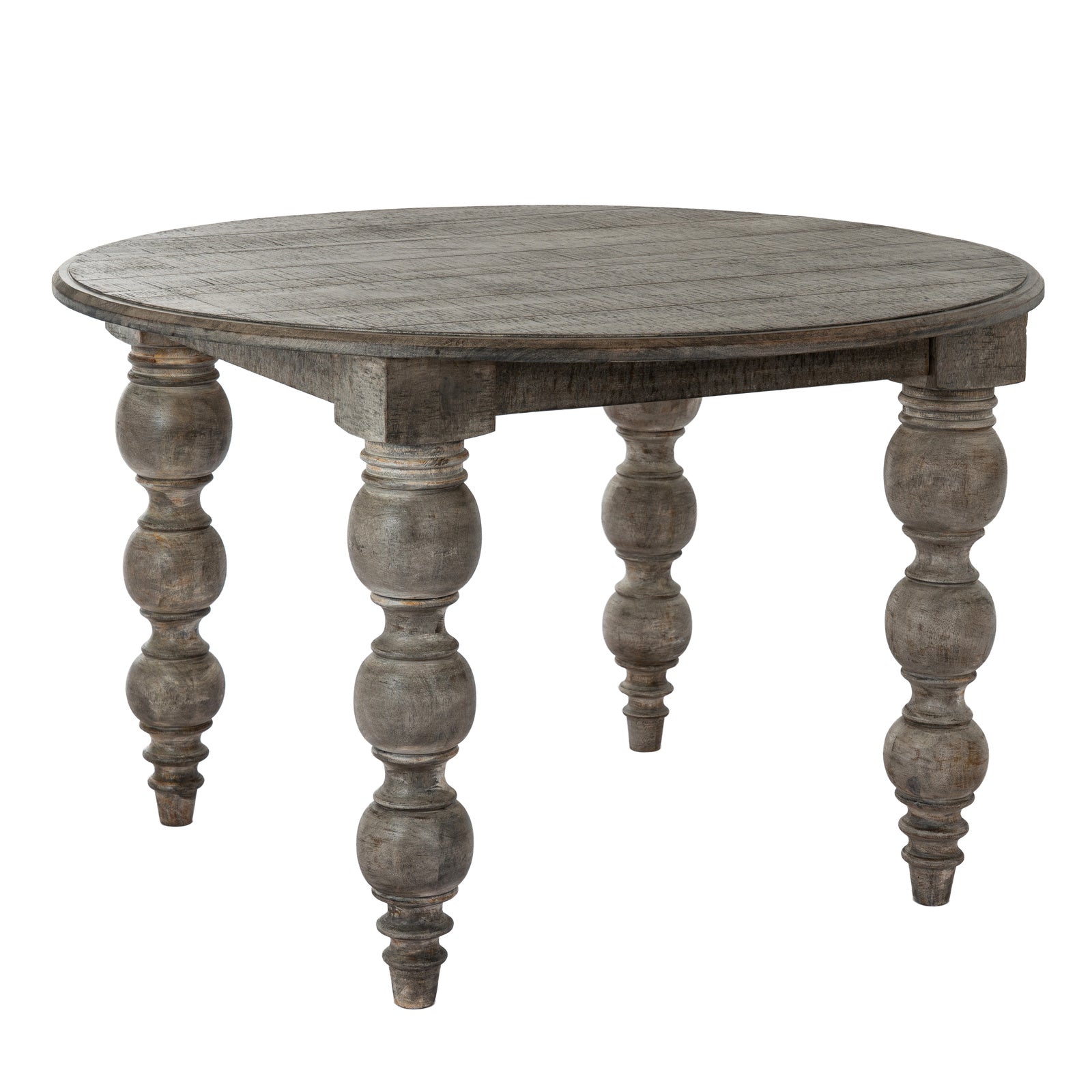 Dine and Dwell St Ives round dining table with brown wood finish, sturdy surface ideal for family meals and gatherings.