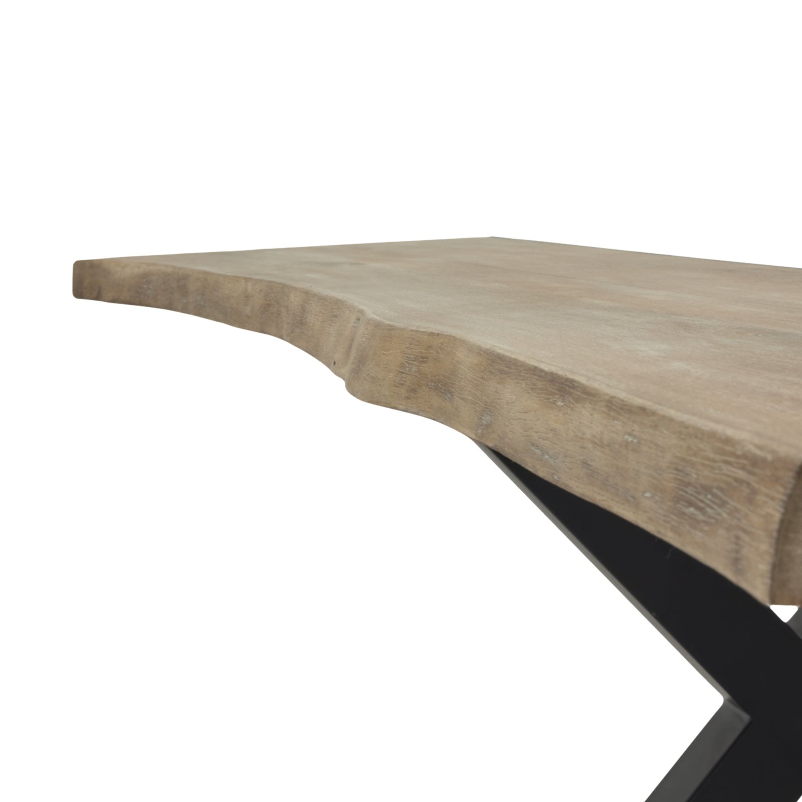 Dine and Dwell live edge acacia river dining table with brown wood and glass top, showcasing natural wood grain and sleek design.