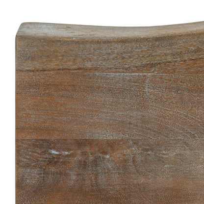 Dine and Dwell live edge Acacia bar table with natural brown wood top and black metal legs, ideal as an island or bar height table.