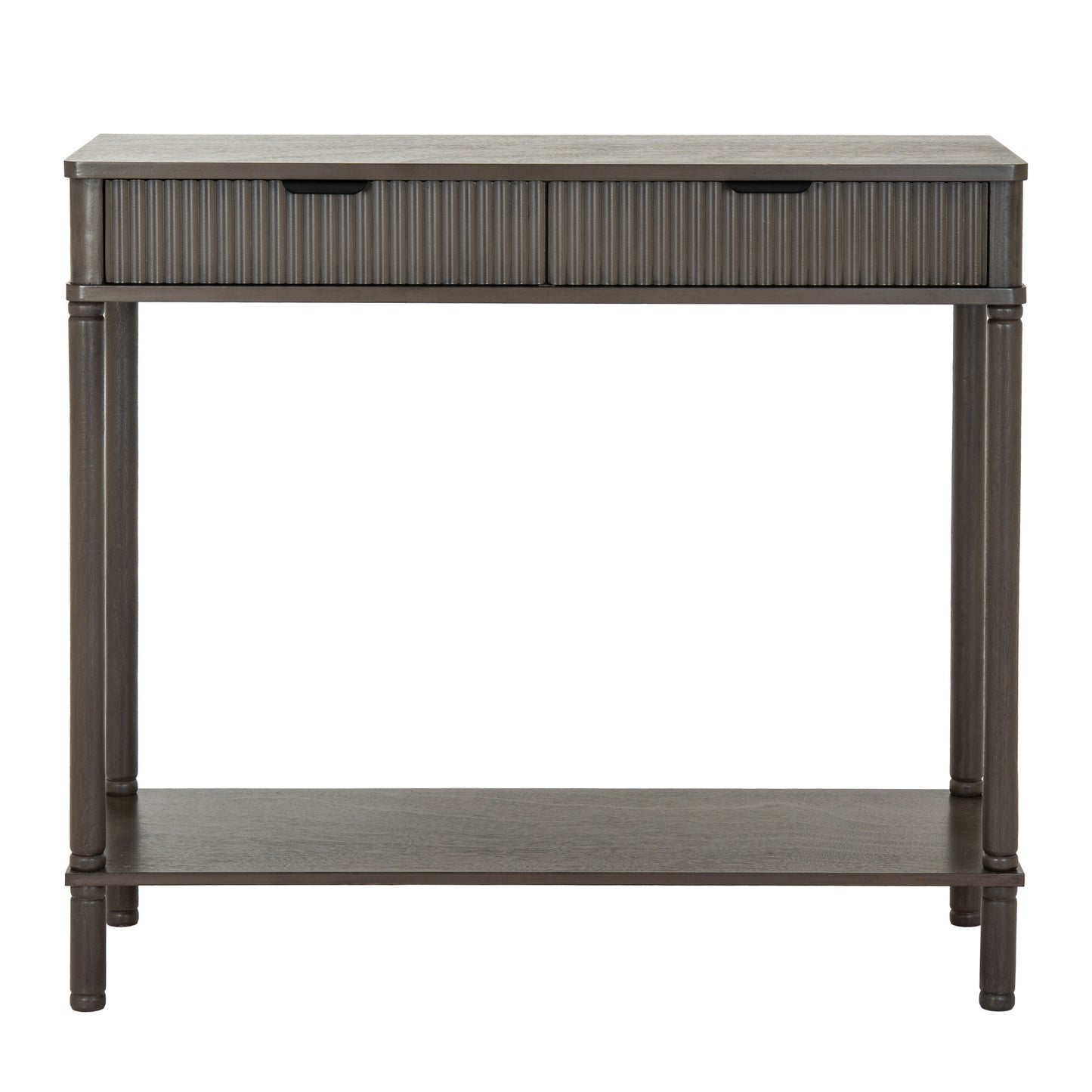 Dine and Dwell Shrewsbury 2-drawer brown wood sideboard with sleek tabletop and stylish drawer handles, perfect for living room decor.