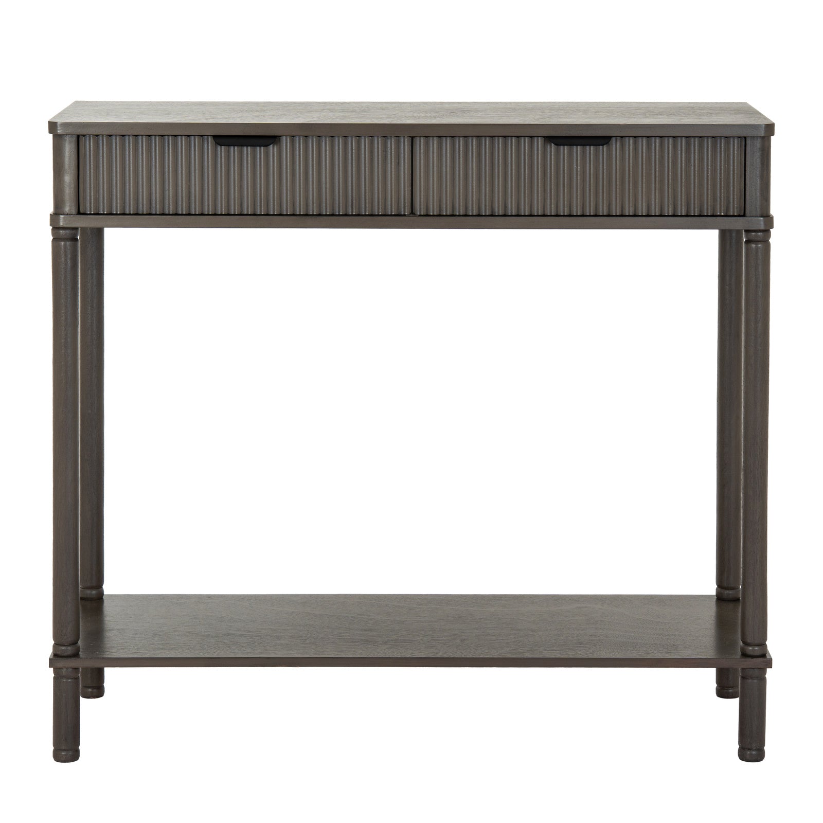 Dine and Dwell Shrewsbury 2-drawer brown wood sideboard with sleek tabletop and stylish drawer handles, perfect for living room decor.