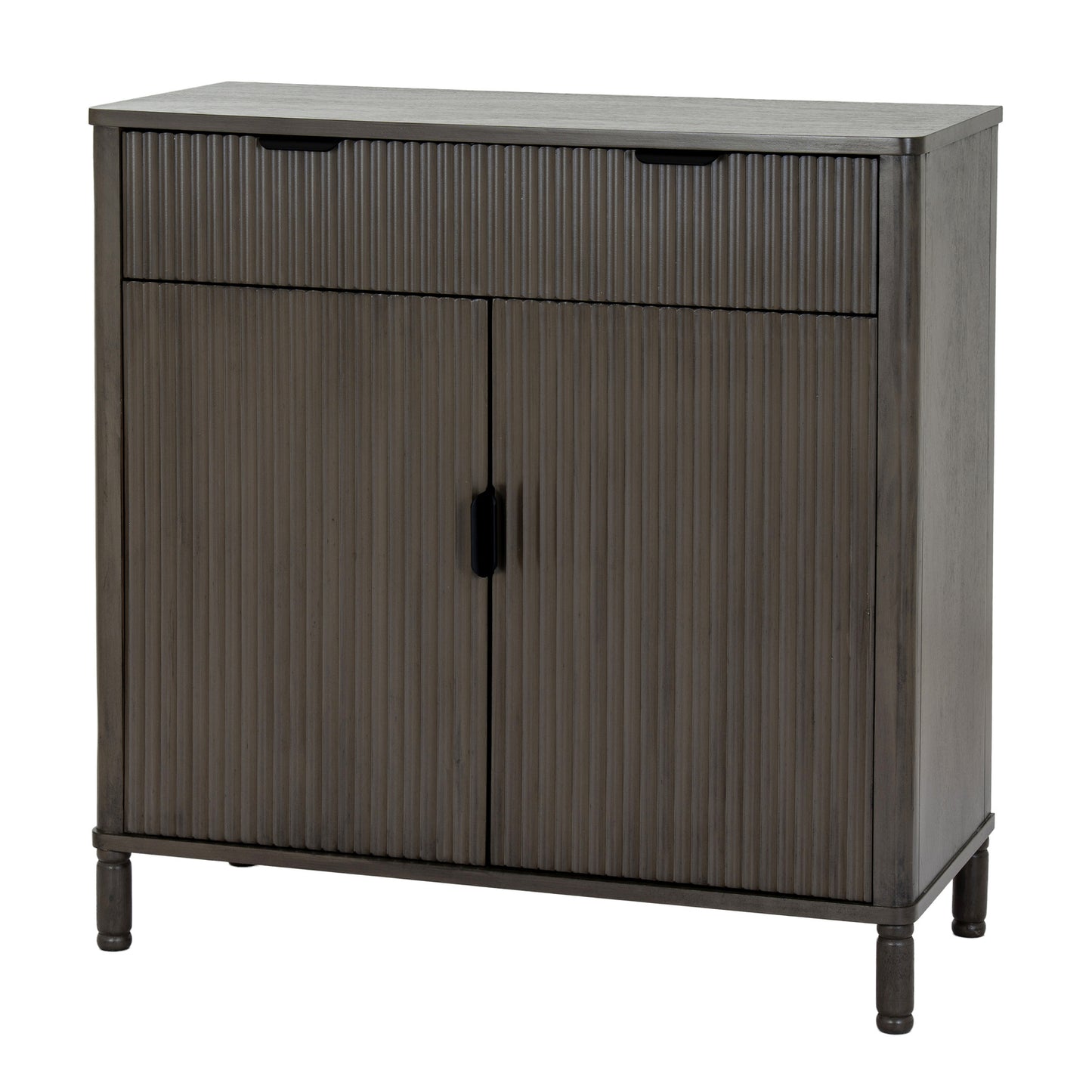 Brown wooden Dine and Dwell Shrewsbury cabinet with one drawer and two doors, featuring a classic design and natural wood finish.