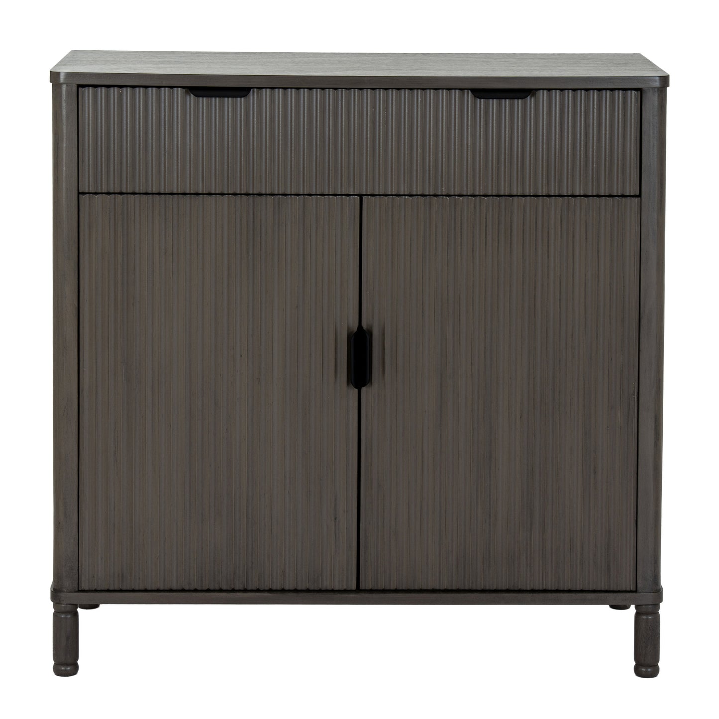 Brown wood Dine and Dwell Shrewsbury cabinet with one drawer and two doors, showcasing a stylish storage piece.