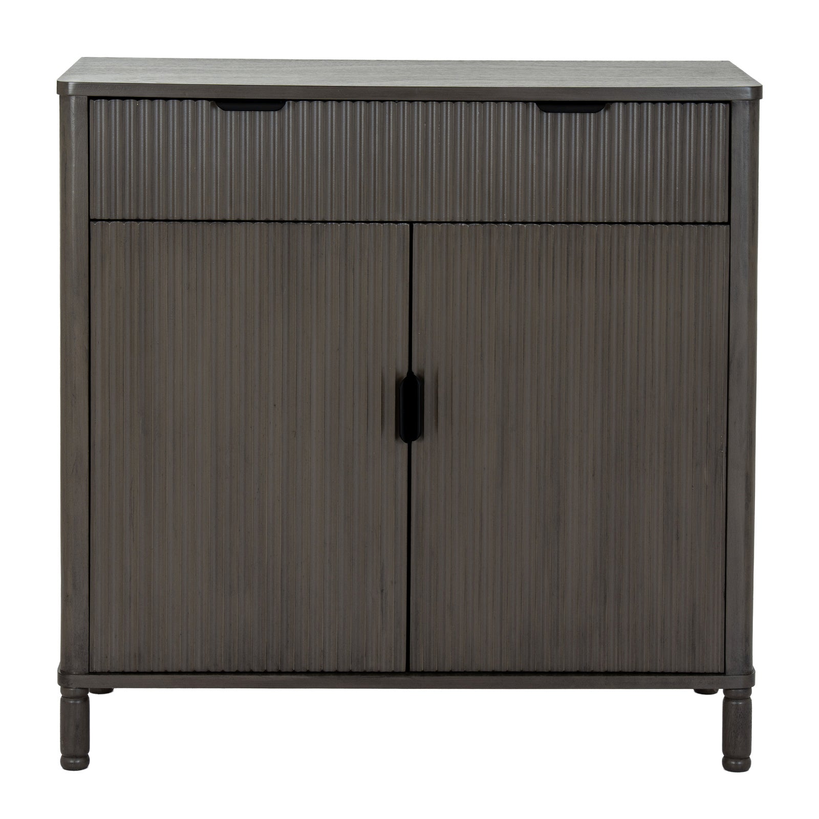 Brown wood Dine and Dwell Shrewsbury cabinet with one drawer and two doors, showcasing a stylish storage piece.
