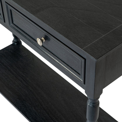 Black wood Dine and Dwell Bidbury sideboard with two drawers and sleek design, ideal for dining or living room storage.