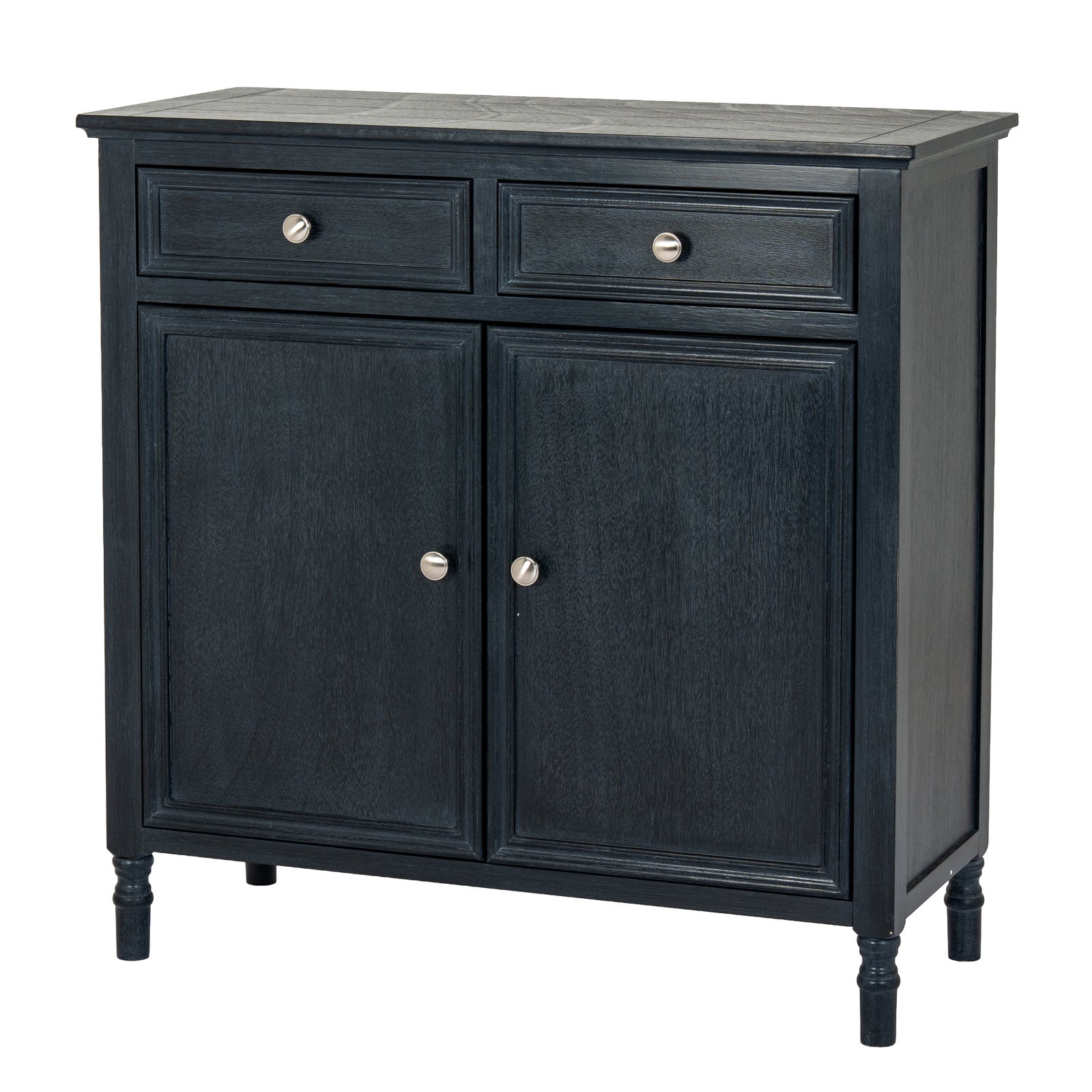 Dine and Dwell Bidbury black wood sideboard with two drawers and two doors, modern furniture for dining or living room storage