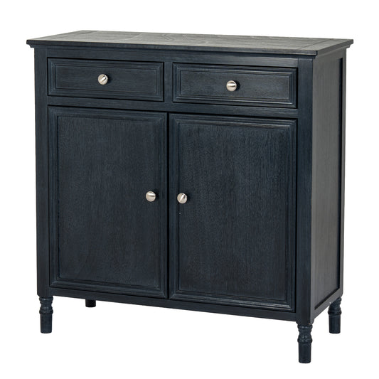 Dine and Dwell Bidbury black wood sideboard with two drawers and two doors, modern furniture for dining or living room storage