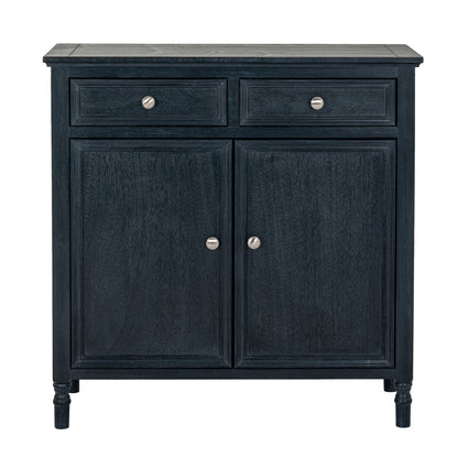 Dine and Dwell Bidbury black wood sideboard with two drawers and two doors, modern storage furniture for dining or living room.
