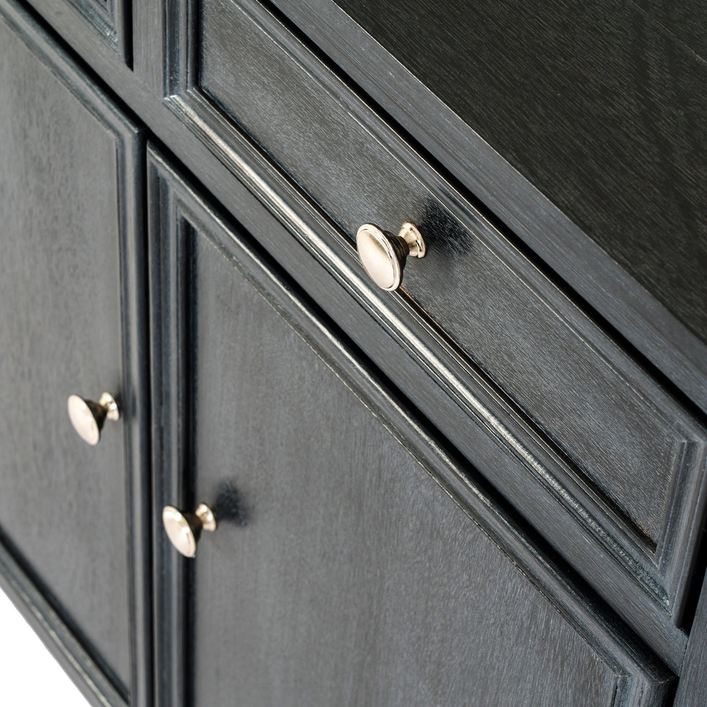 Dine and Dwell Bidbury black wood sideboard with 2 drawers and 2 doors, modern storage furniture for dining or living room.
