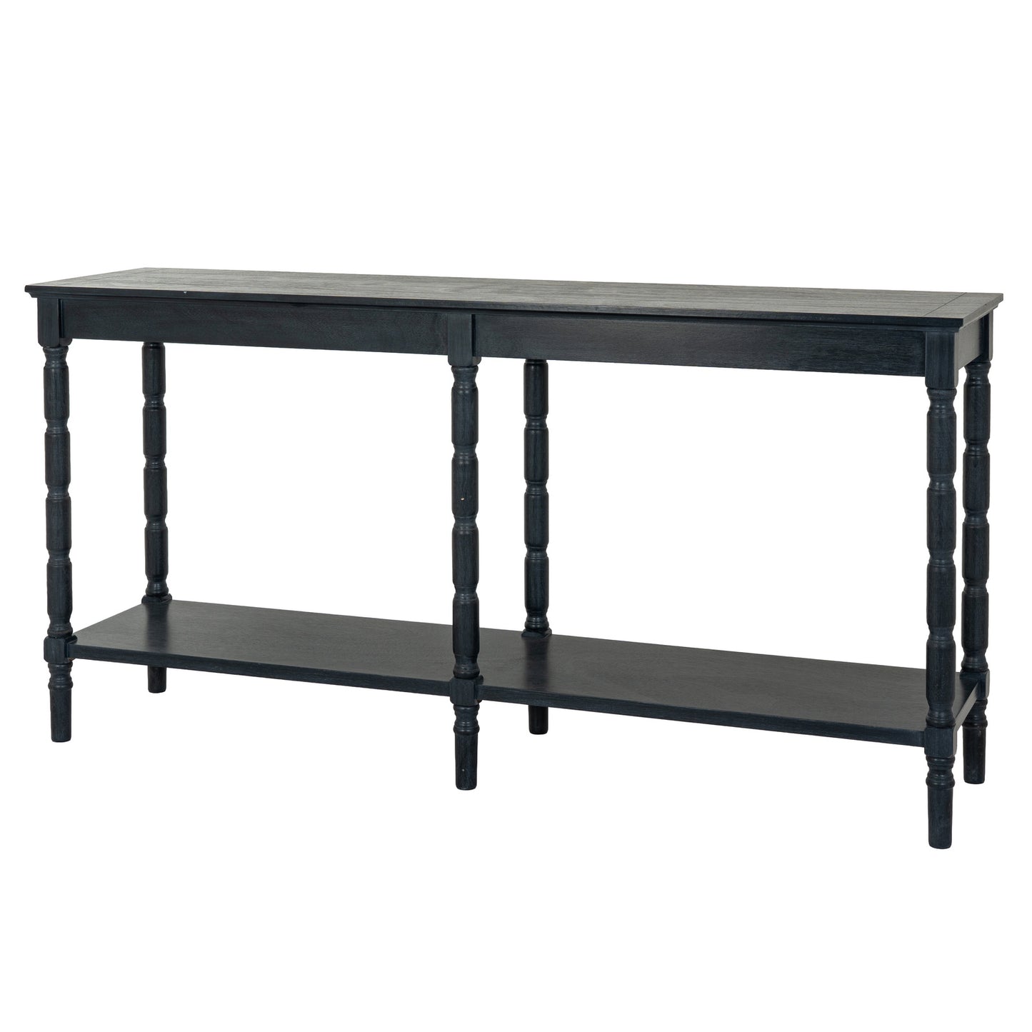 Black wood Dine and Dwell Bidbury large console table sideboard with sleek design and spacious surface for storage.