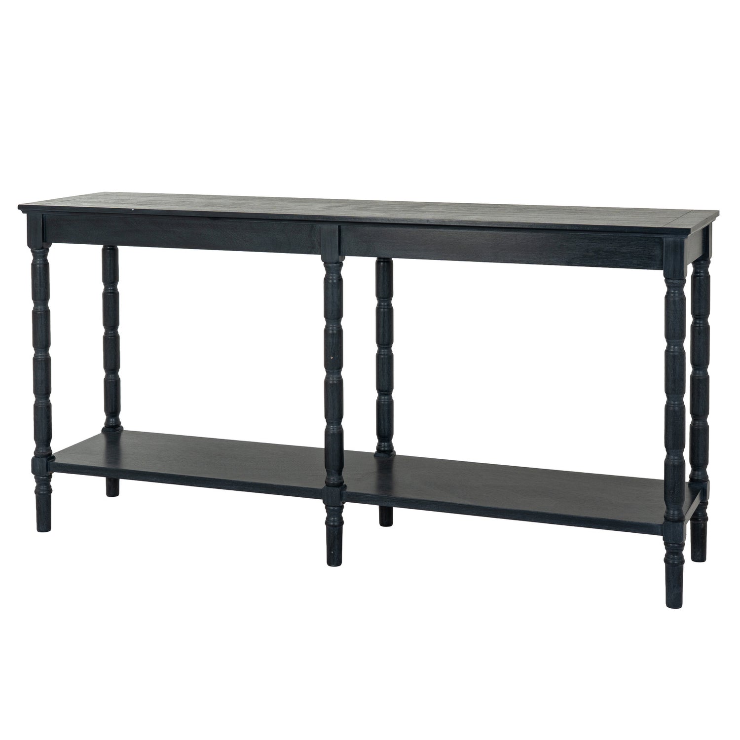 Black wood Dine and Dwell Bidbury large console table sideboard with sleek design and spacious surface for storage.