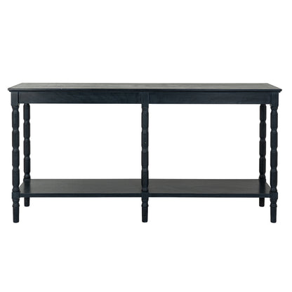 Black wood Dine and Dwell Bidbury large console table, sideboard with sleek modern design and spacious surface for living room decor.