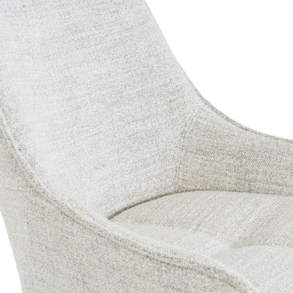 Worcester upholstered dining armchair with oatmeal fabric and black metal legs, stylish and comfortable for modern dining rooms.