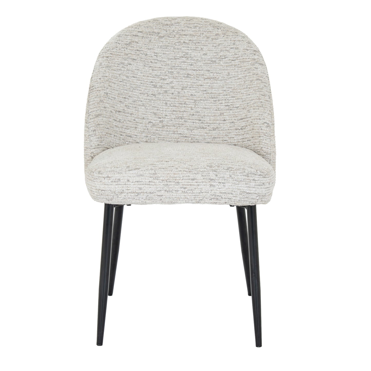 White upholstered Dine and Dwell Sandwell dining chair with black metal legs, modern fabric design for stylish dining room decor.