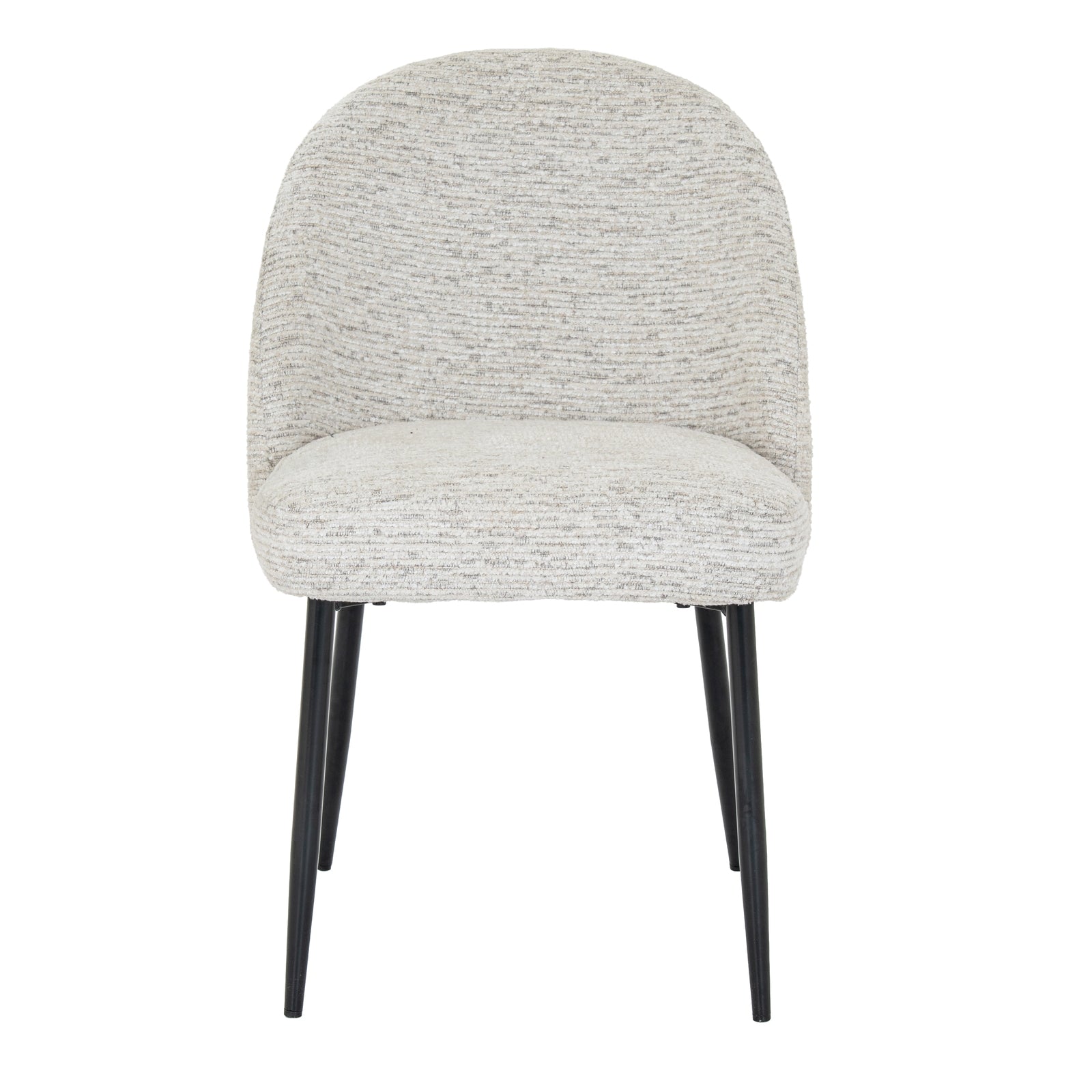 White upholstered Dine and Dwell Sandwell dining chair with black metal legs, modern fabric design for stylish dining room decor.