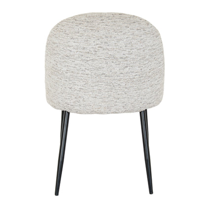 Dine and Dwell Sandwell dining chair with white upholstered fabric seat and black metal legs, modern and stylish for dining rooms.