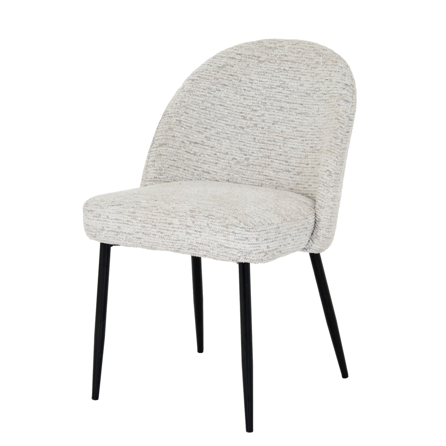 White upholstered Dine and Dwell Sandwell dining chair with black metal legs, modern design for stylish dining rooms.
