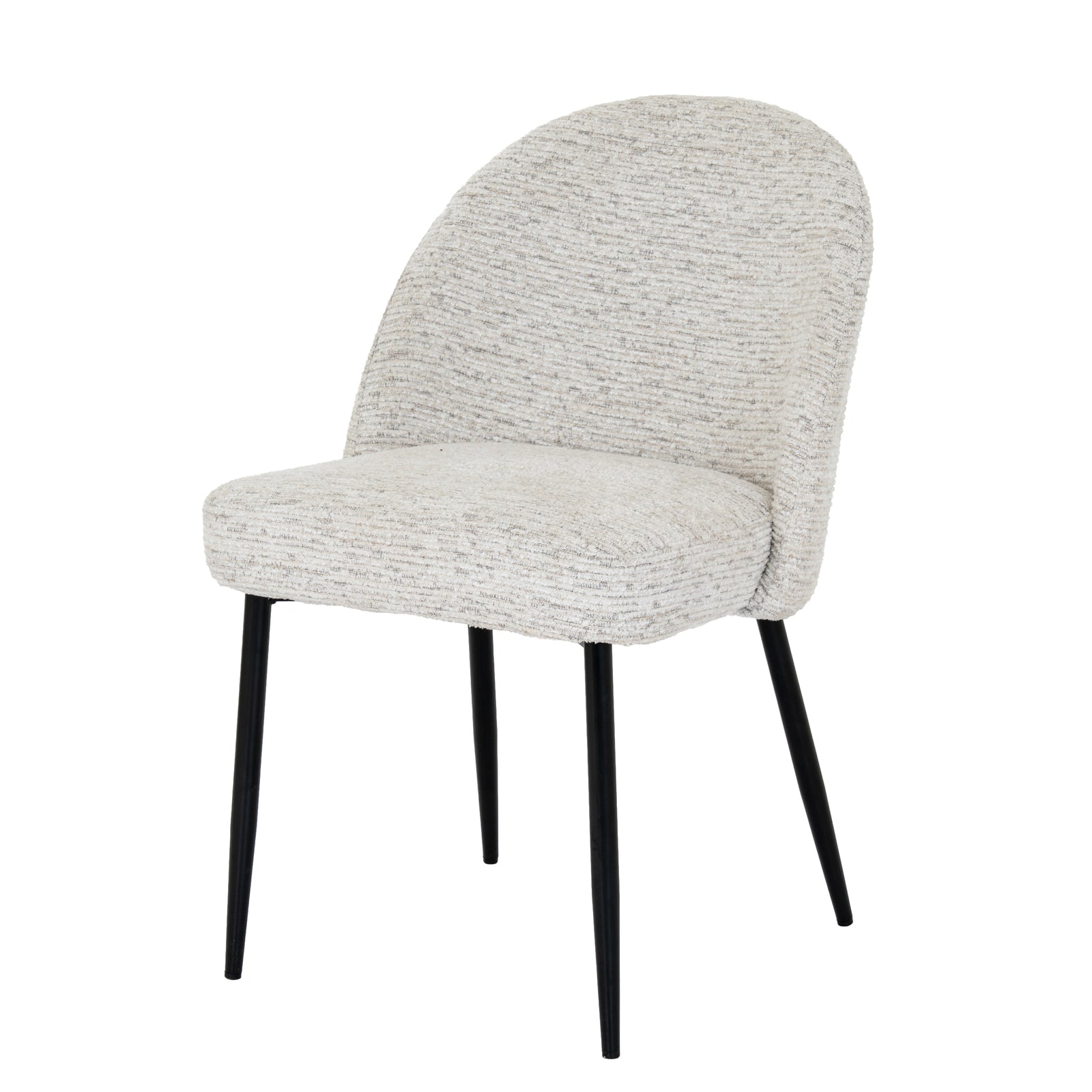 White upholstered Dine and Dwell Sandwell dining chair with black metal legs, modern design for stylish dining rooms.