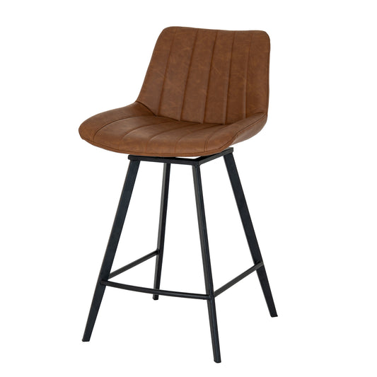Dine and Dwell Wareham Tan swivel bar stool with leather-effect fabric, ideal for kitchen islands and breakfast bars.