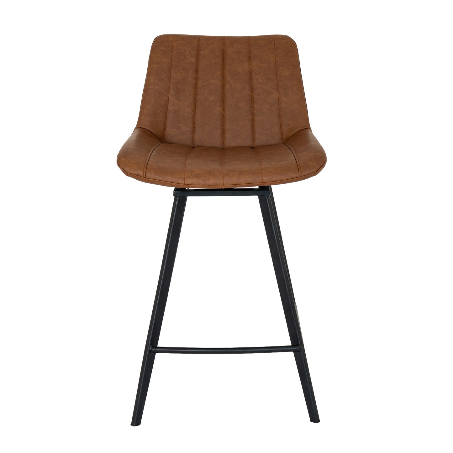 Dine and Dwell Wareham Tan swivel bar stool with leather-effect fabric, ideal for kitchen islands and breakfast bars.
