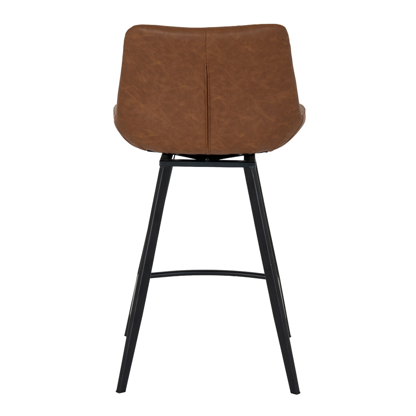 Tan leather-effect swivel bar stool with modern design, perfect for kitchen islands and breakfast bars by Dine and Dwell.