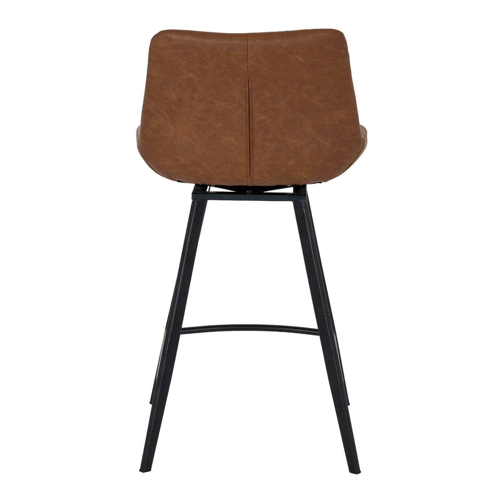 Tan leather-effect swivel bar stool with modern design, perfect for kitchen islands and breakfast bars by Dine and Dwell.