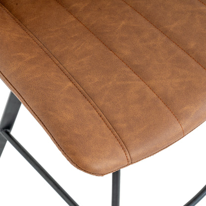 Dine and Dwell Wareham tan swivel bar stool with leather-effect fabric, suitable for kitchen islands and breakfast bars.