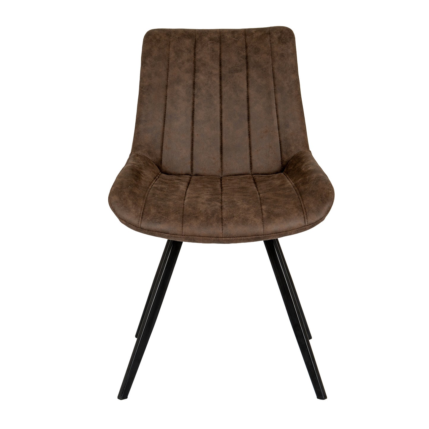 Dine and Dwell Wareham coffee swivel dining chair with leather-effect fabric, channel stitching, and black metal base.